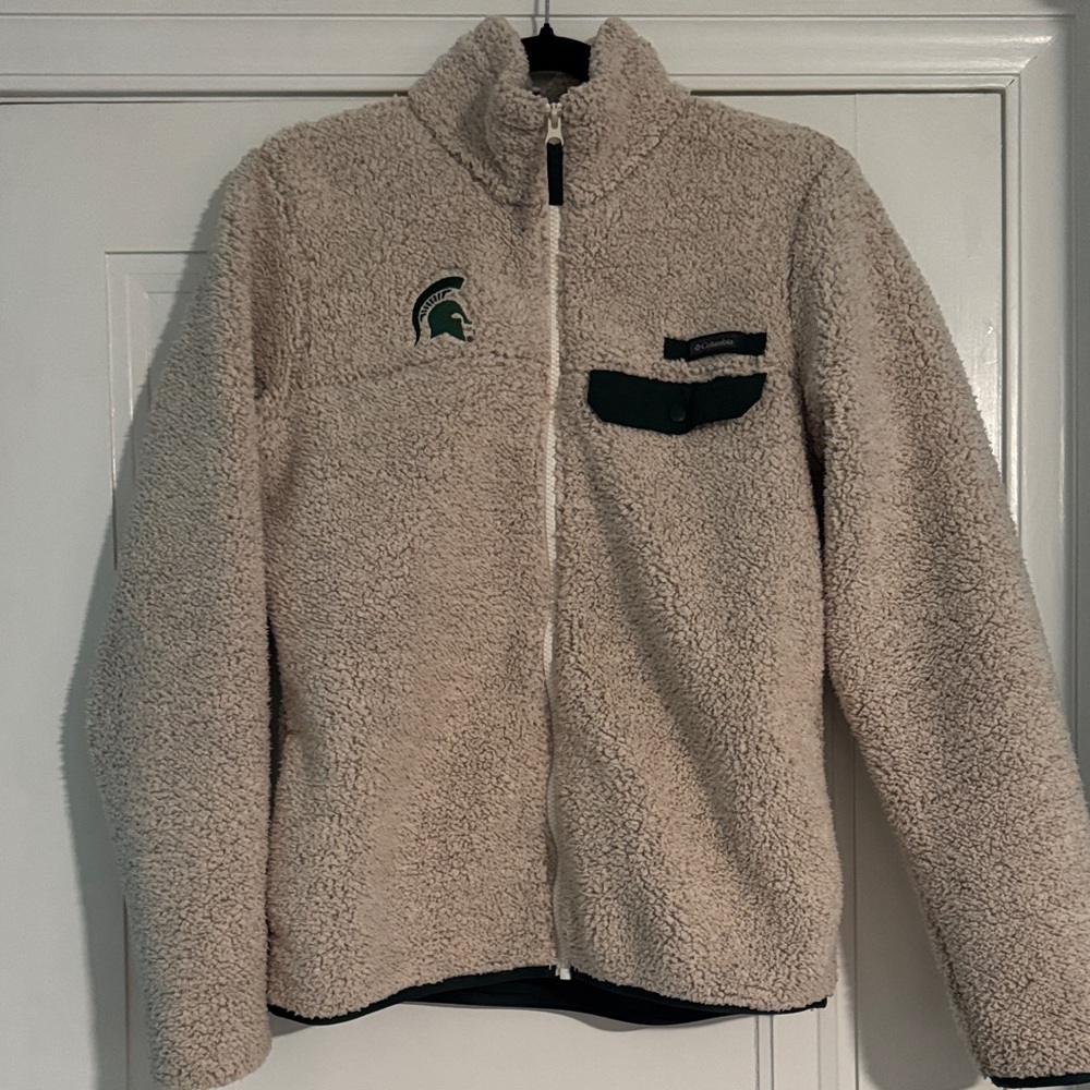 Columbia x MSU Spartan Cream Fleece Sherpa Zip Up - Picture 5 of 6